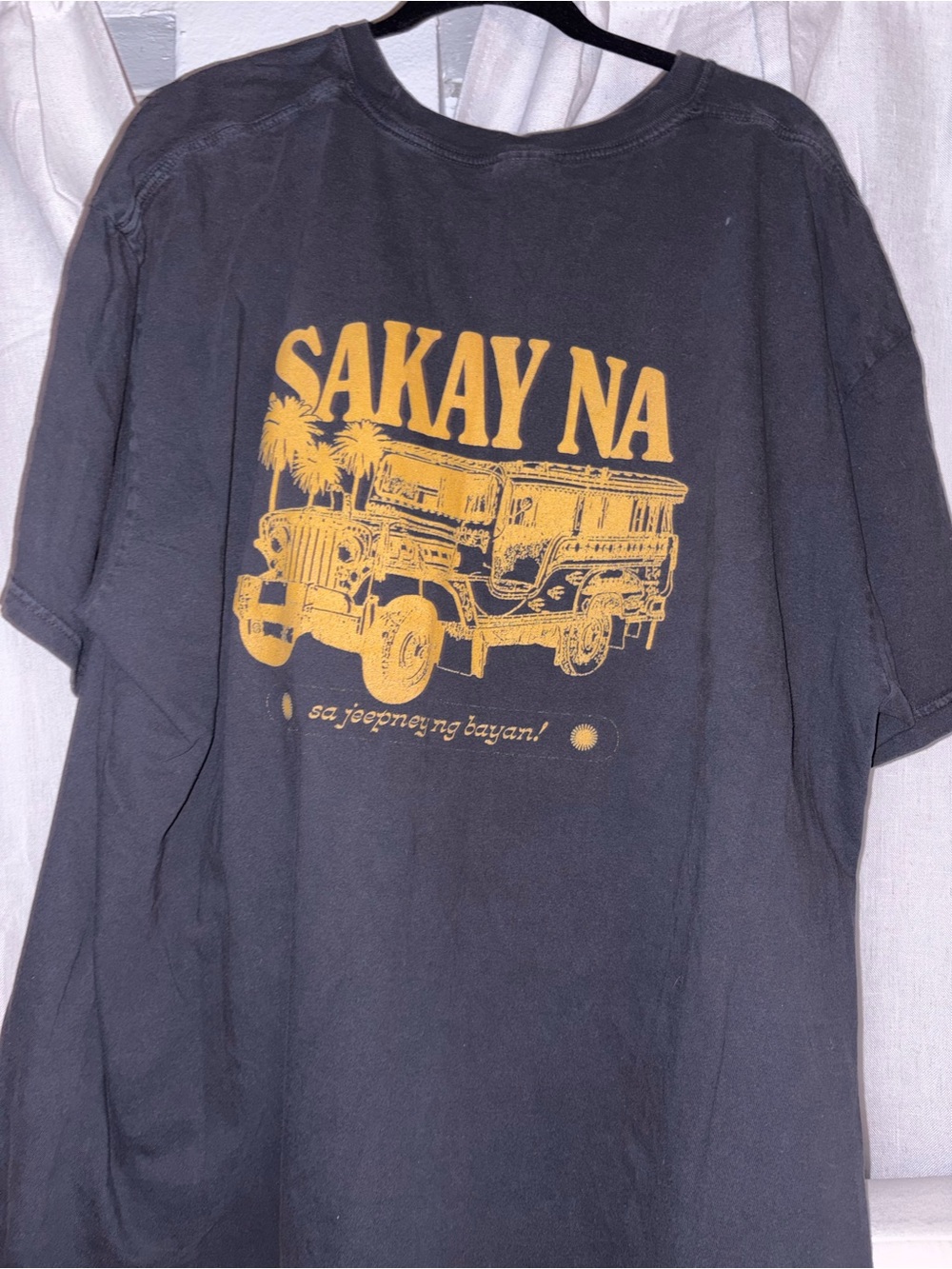 SAKAY NA Men's Black Graphic Tee with Yellow Print